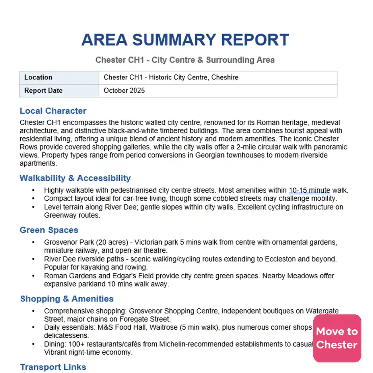 Area summary preview